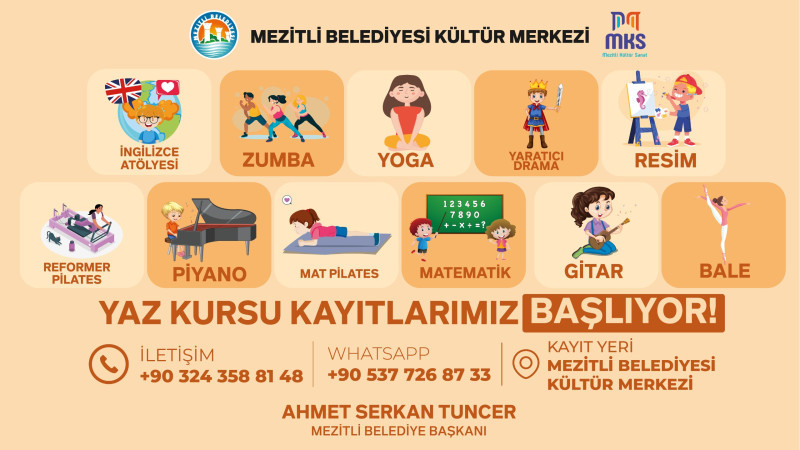 MEZİTLİ BELEDİYESİ’NDEN HER YAŞA HİTAP EDEN YAZ KURSLARI BAŞLADI