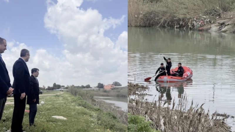 Irmakta kaybolan genç için seferberlik!! Vali Toros Bölgede inceleme yaptı